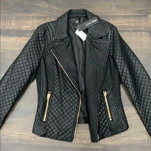 Love Token VEGAN leather quilted  moto jacket SM